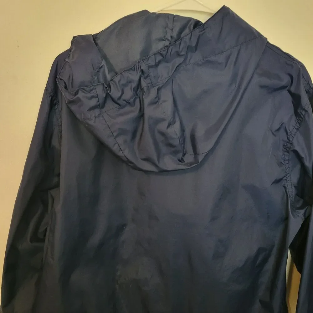 Lands End Mens Large Blue Hooded Pullover‎ Windbreaker Jacket Half Zip